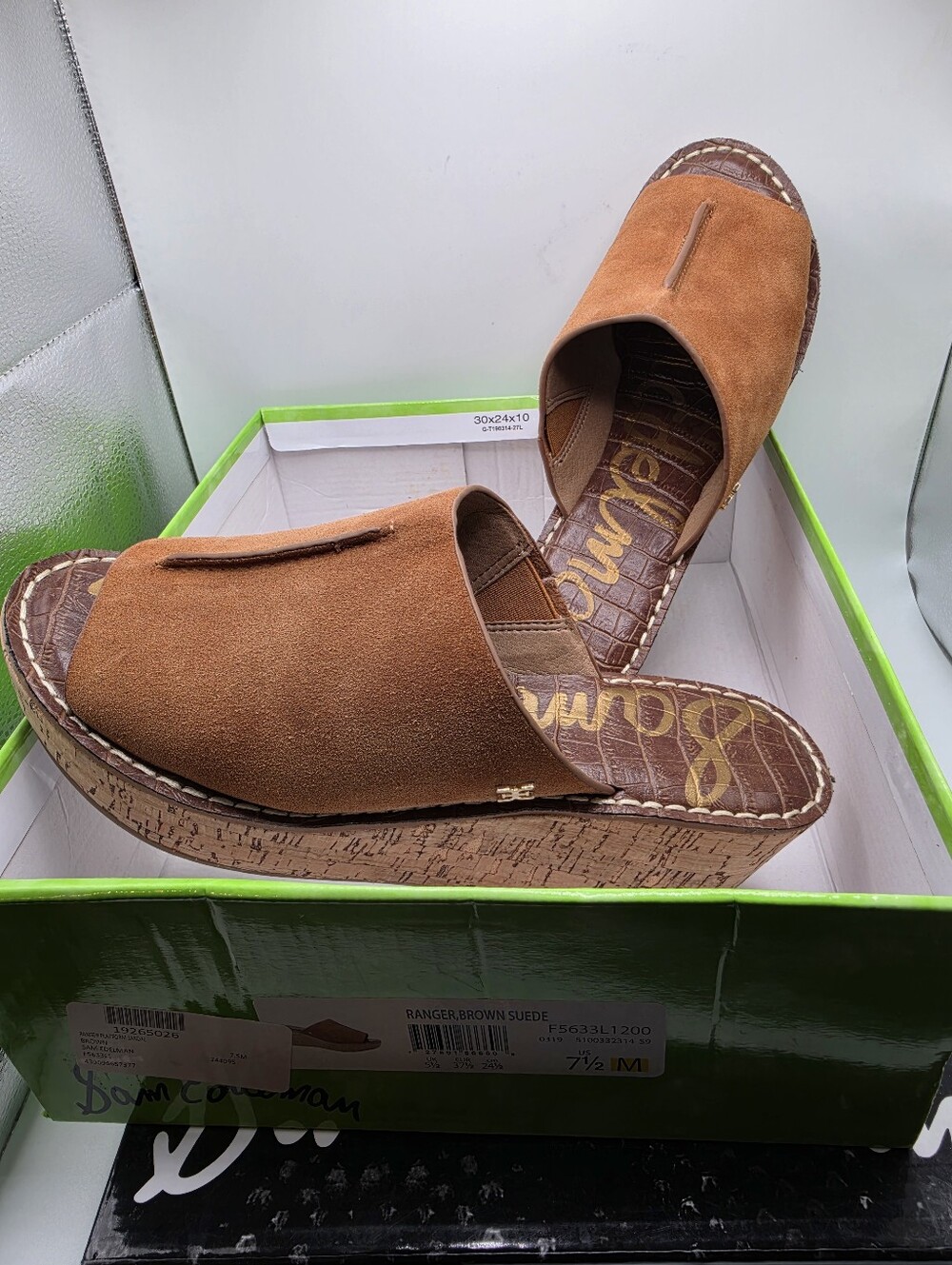 NIB SAM EDELMAN  RANGER Brown Suede Wedge Slides